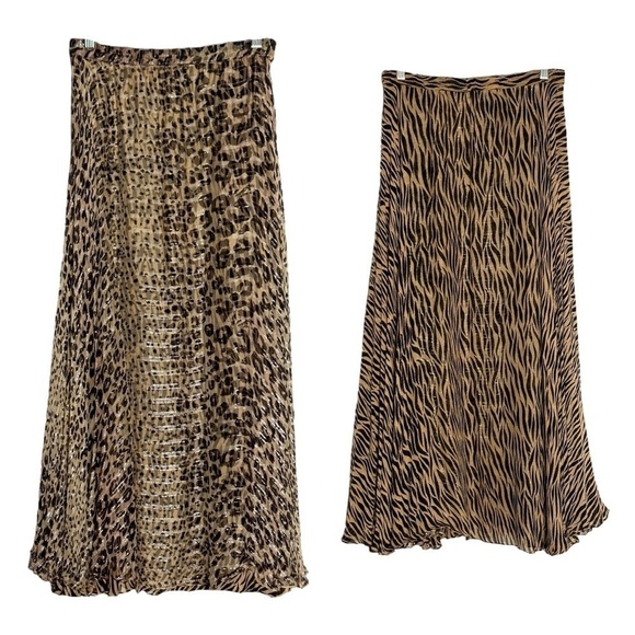 Sterling Styles Reversible Animal Print Metallic Midi Skirt 2X/3X Boho Leopard - Picture 1 of 10